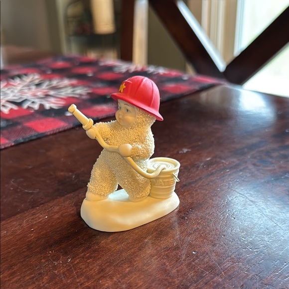 Department 56 Miniature Snowbaby  “To The Rescue” Firefighter Figurine - Picture 1 of 6